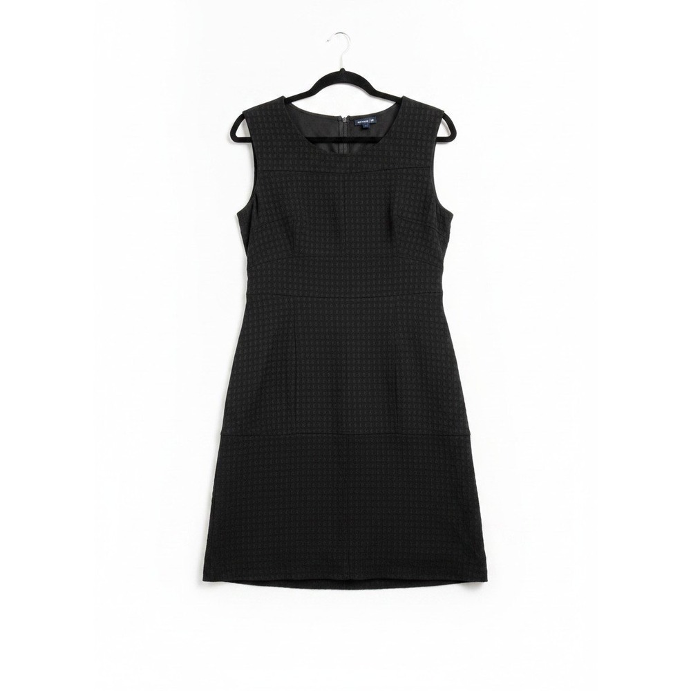Honors Black Textured Check Sleeveless Tie Back Shift Dress, Women's Large, VTG